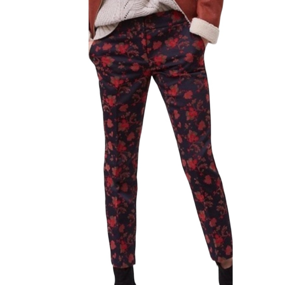 LOFT Black Floral Jacquard Marisa Pants
